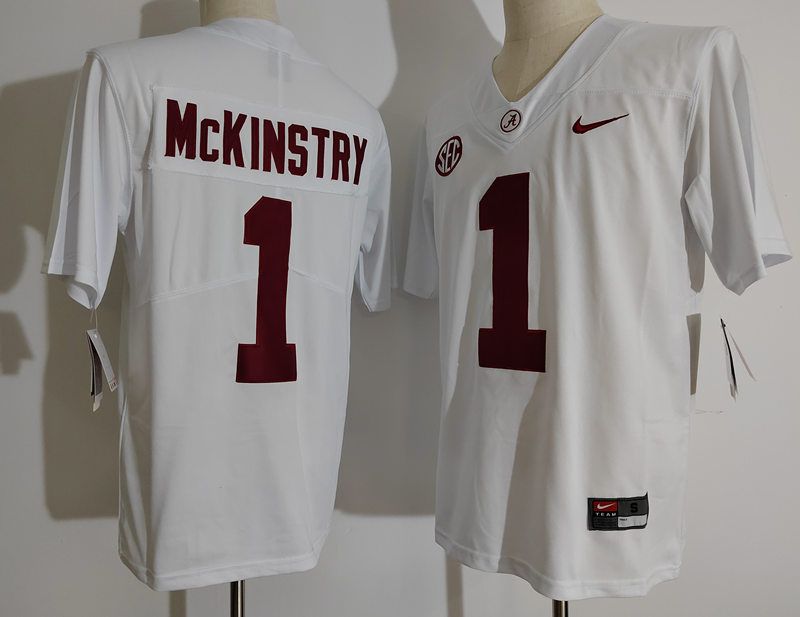 Men Alabama Crimson Tide #1 Mckinstry White 2024 Nike Vapor NCAA Jersey